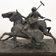 SOLD 8928 Fred Voelckerling Polo Player Sculpture