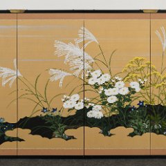 SOLD 8983 Japanese Four Panel Floral Screen