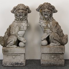 SOLD Foo Dogs Cast Stone