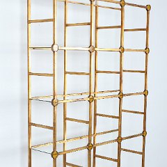 SOLD Gilt Iron and Glass Rondelles Etagere