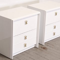 SOLD Paul Frankl White Night Stands X Handle