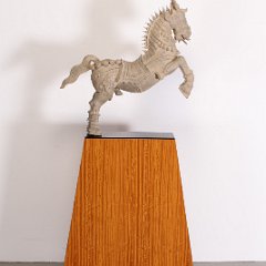 SOLD Carved Wood Tang Horse On Pedestal