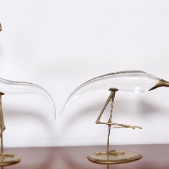 SOLD Chapman Brass Glass Egret Sculptures