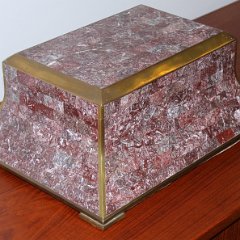 SOLD Maitland Smith Red Tessellated Marble and Brass Inlaid Box