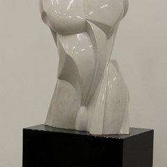 SOLD Modernist White Marble Torso