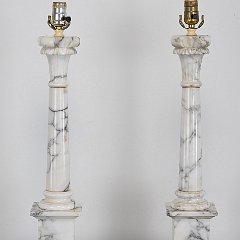 9195 Alabaster Pair of Column Lamps