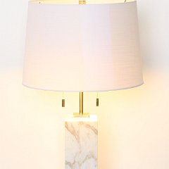 SOLD 8592 Robsjohn Gibbings White Cream Marble Lamp