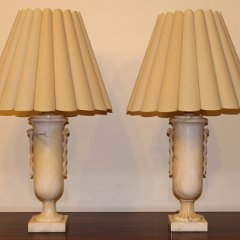 SOLD Alabaster Art Deco Pair of Lamps