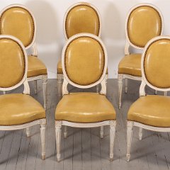 SOLD 6 Louis XVI White French Dining Chairs