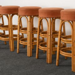 SOLD 8720 Set of 5 Rattan Barstools