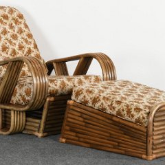 SOLD 8811D Paul Frankl Style Rattan Two Piece Chaise Lounge