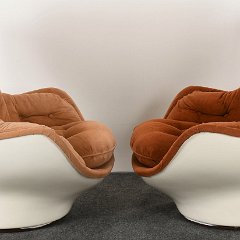 SOLD 8894 Michel Cadestin Pair of Karate Chairs and Ottoman