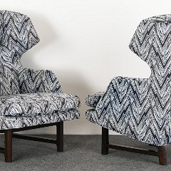 SOLD 8916 Edward Wormley for Dunbar Pair of Janus Wingback Lounge Chairs