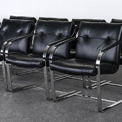 SOLD 9162 Ten Brueton Stainless Steel Cantilever Chairs
