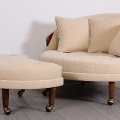 SOLD Adrian Pearsall Round Chair and Ottoman Wheat