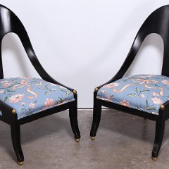 SOLD Baker Black Ebonized Spoon Chairs