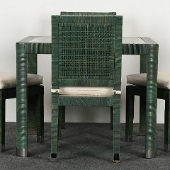 SOLD Bielecky Brothers Rattan and Stainless Steel Game Table and Chairs