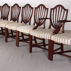 SOLD Biggs Set 8 Dining Chairs Sheild Back