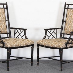 SOLD Ebonized Faux Bamboo Chairs