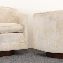 SOLD Edward Wormley Pair of White Swivel Chairs