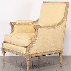 SOLD French Chair Yellow Damask