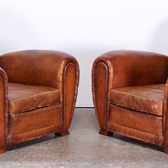 SOLD French Leather Club Chairs