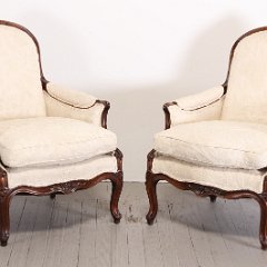 SOLD French Louis XV Armchairs with Crewel