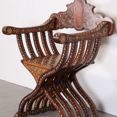 SOLD Inlaid Bone Italian Savonarola Chair