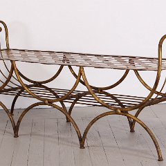 SOLD Italian Wrought Iron Gilt Bench