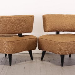 SOLD James Mont Style Chairs Gold Fabric