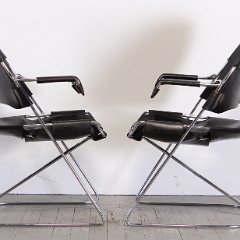 SOLD Jonathan Nelson Leather and Chrome Armchairs