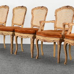 SOLD Louis XV Style French Dining Chairs Cane Seats