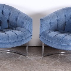 SOLD Milo Baughman Style Blue Chairs