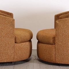 SOLD Milo Baughman Style Gold Swivel Chairs