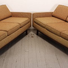 SOLD Pair Milo Baughman Style Sofas