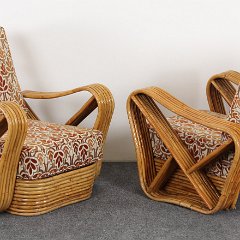 SOLD Paul Frankl Style Bamboo Rattan Lounge Chairs