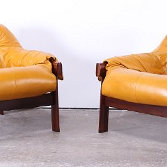 SOLD Percival Lafer Yellow Leather Chairs