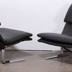 SOLD Saporiti Black Leather Chairs