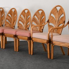 SOLD Set of 6 Rattan Dining Chairs