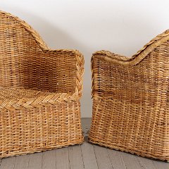 SOLD Wicker Pair Arm Chairs