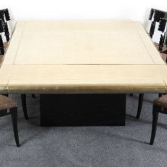 8538 Karl Springer Style Dining Table Lacquered Gilt Top