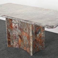 SOLD 8692 Maurice Villency Green and Rouge Marble Table