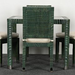 SOLD 8750 Bielecky Brothers Rattan and Stainless Steel Game Table and Chairs