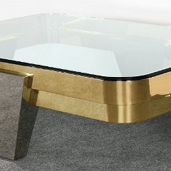 SOLD 8763 Lorin Marsh Apollo  Chrome and Brass Coffee Table