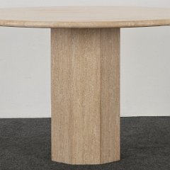 SOLD 8788 Roche Bobois Style Round Travertine Table