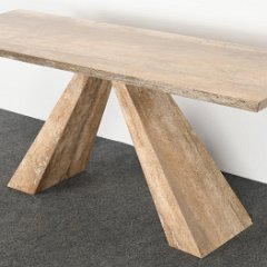 SOLD 8827 Italian Modernist Travertine Console