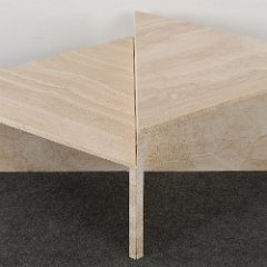 SOLD 8842 Travertine Two Tier Marble Table