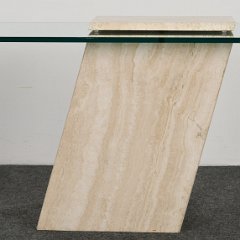 SOLD 8858 Roche Bobois Style Travertine Side Table