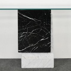 SOLD 8912 Post Modern Black and White Marble Console Table