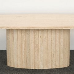 SOLD 8979 Willy Rizzo Style Travertine Dining Table